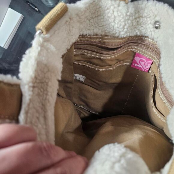 Vintage y2k roxy tan sherpa rectangular shoulder purse - Picture 7 of 8